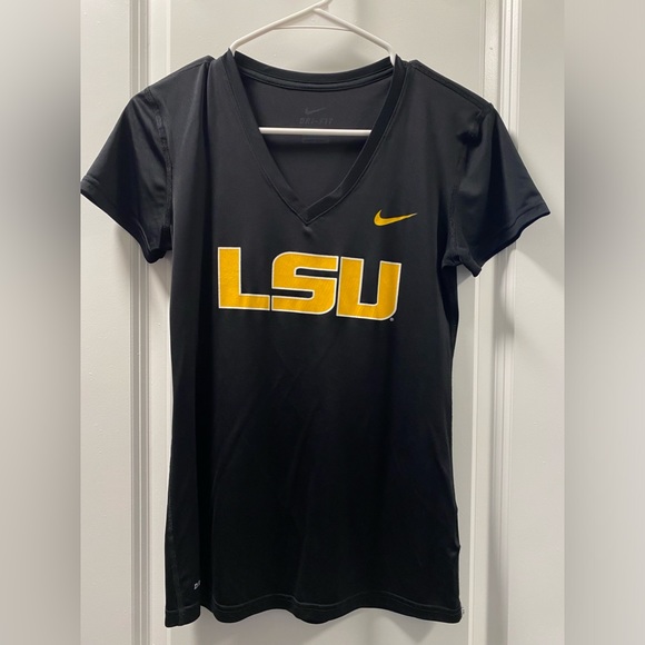 LSU Women’s Short Sleeve V Neck Dri Fit - Picture 1 of 3